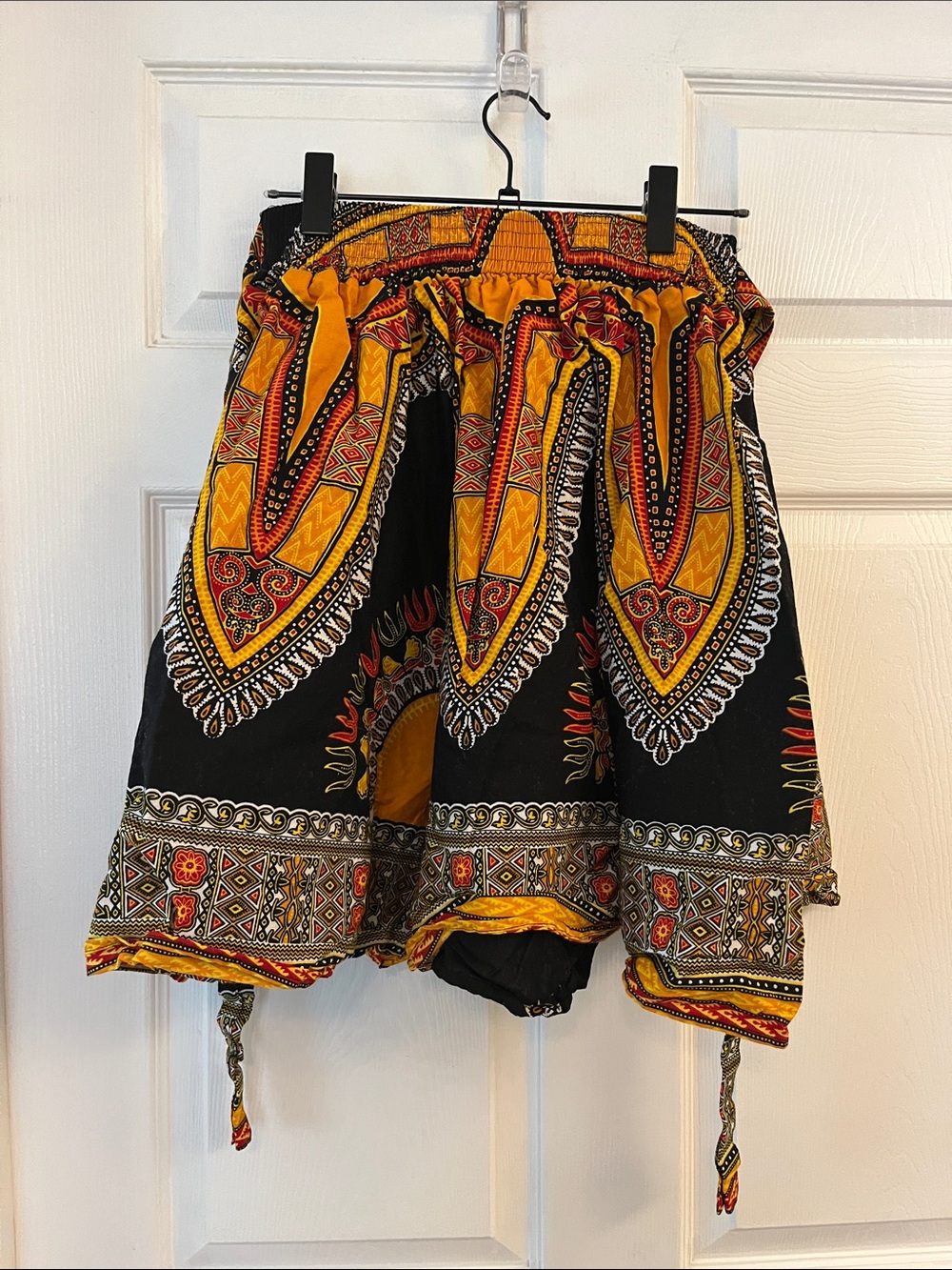 African Mosaic Print Midi Skirt with Pockets